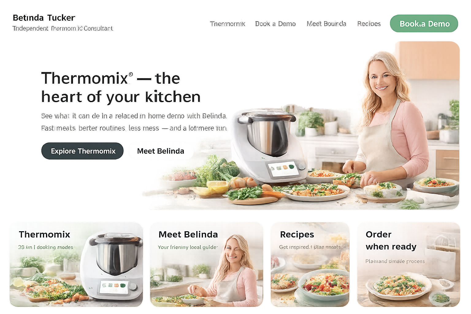 Belinda preparing a meal with a Thermomix (placeholder concept image).